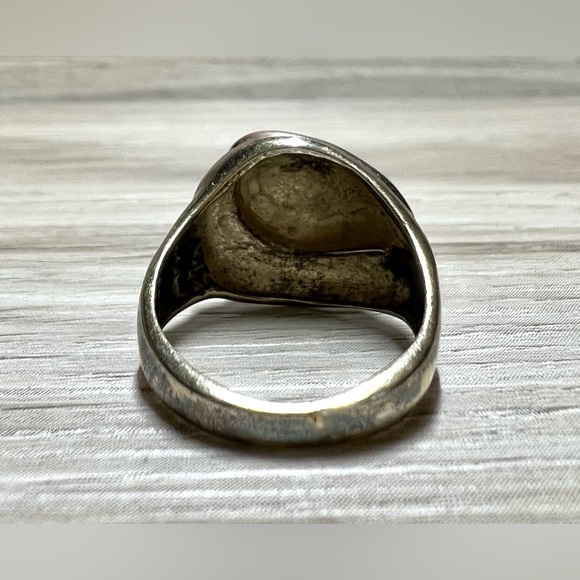 Vintage Designer Signed IBB Two Tone Sterling Silver Dome Ring, Size 6.5, 4.8g - Picture 3 of 11